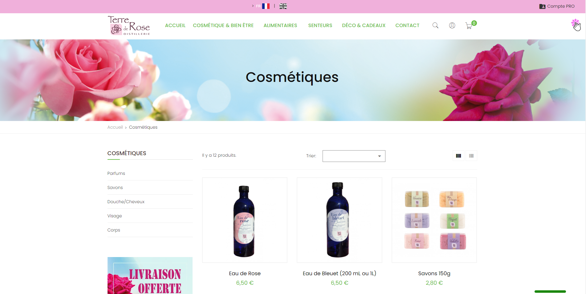 boutique en ligne - distillerie - terre de rose