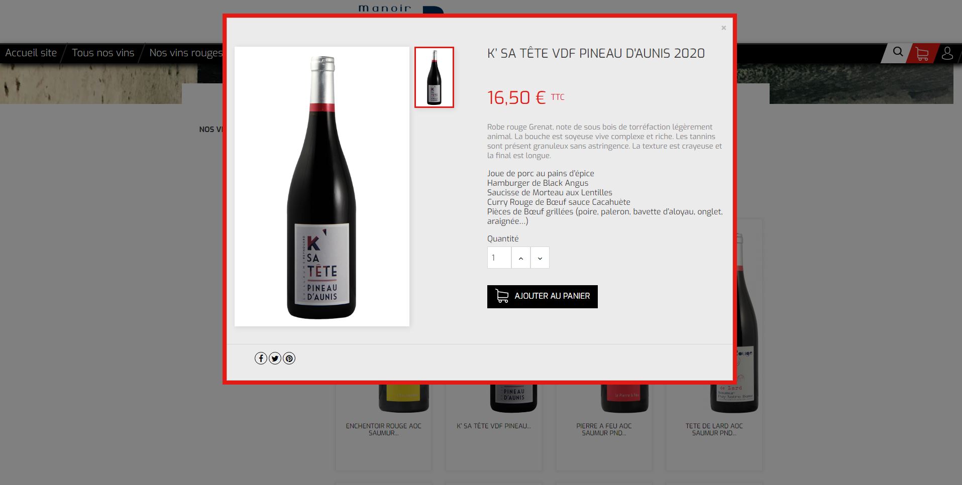 Fiche produit Manoir Tête produit